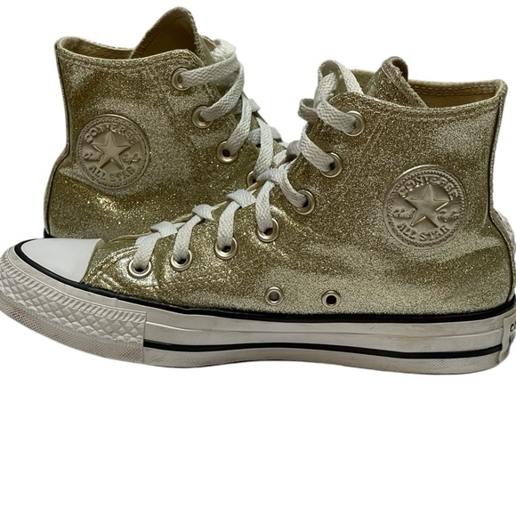 💥SALE💥CONVERSE WOMENS All-STAR CHUCK TAYLOR GOLD HIGHTOP SNEAKERS SZ 6 - Picture 2 of 12